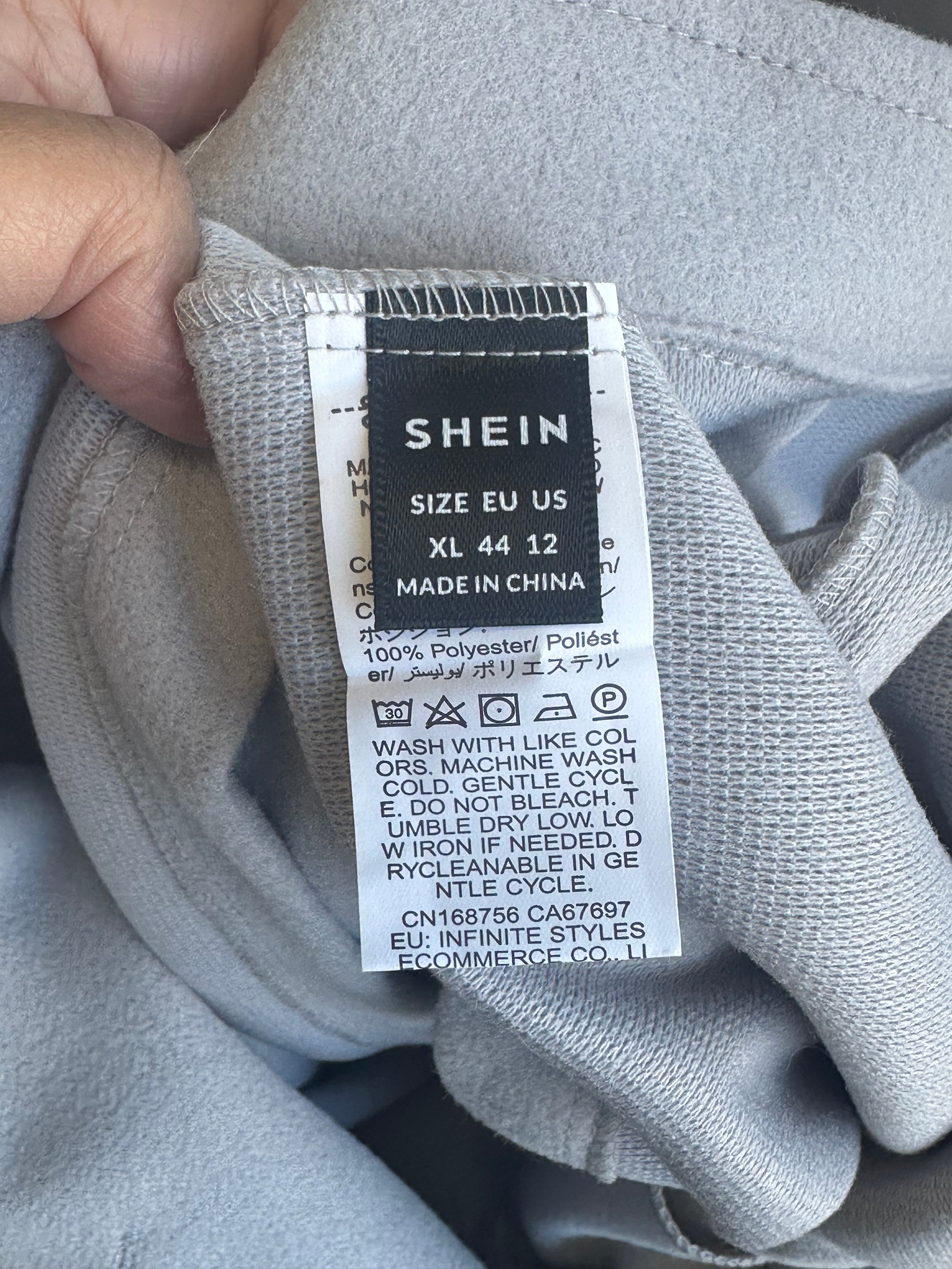 SHEIN Women's Gray Cropped Jacket With Faux Fur Sleeves XL