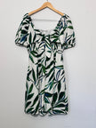 Time and Tru Botanical print Puff Sleeve Mini Dress Size Large