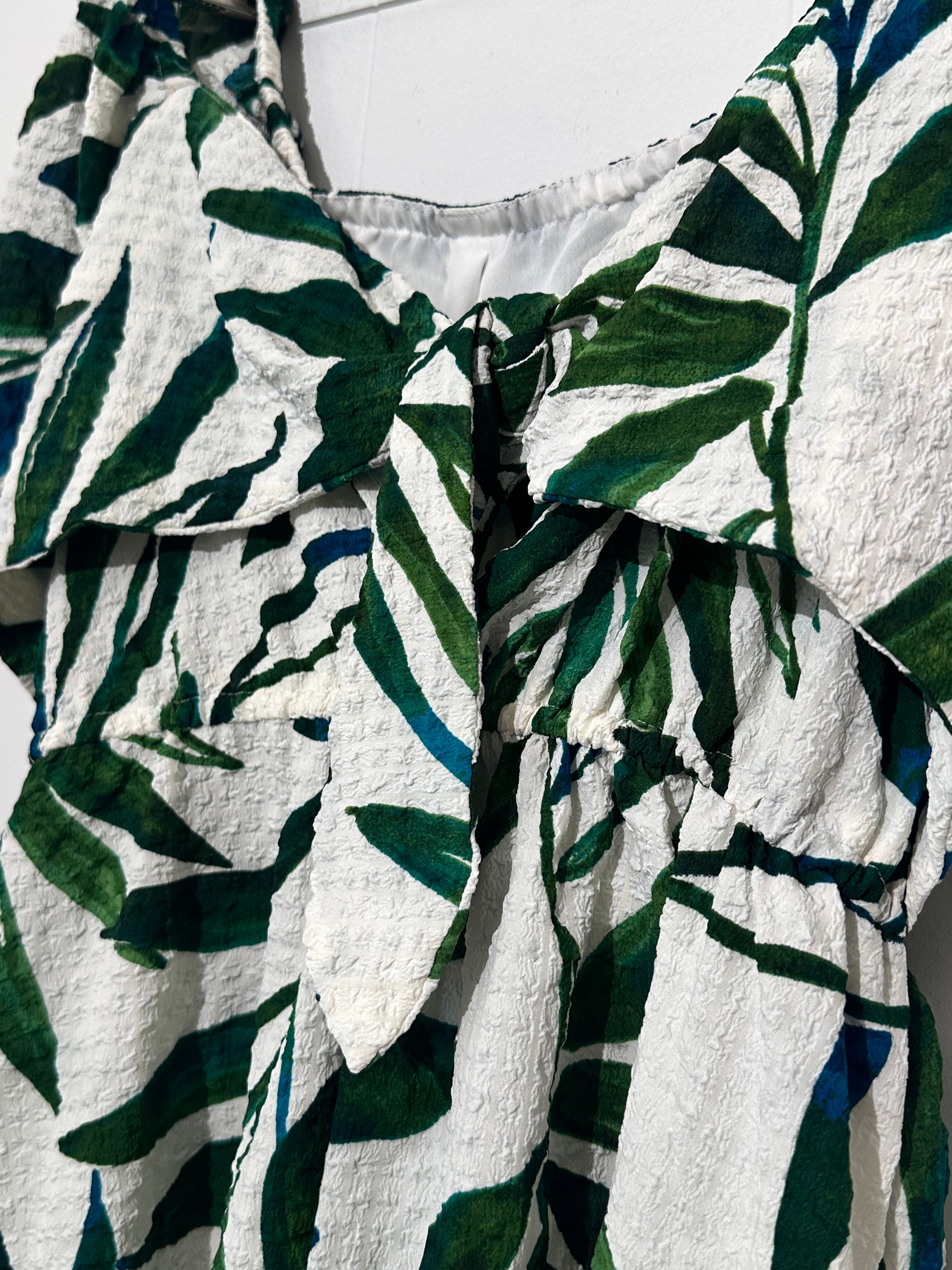 Time and Tru Botanical print Puff Sleeve Mini Dress Size Large