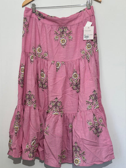 Lauren Conrad Pink Floral Tiered Midi Skirt Large