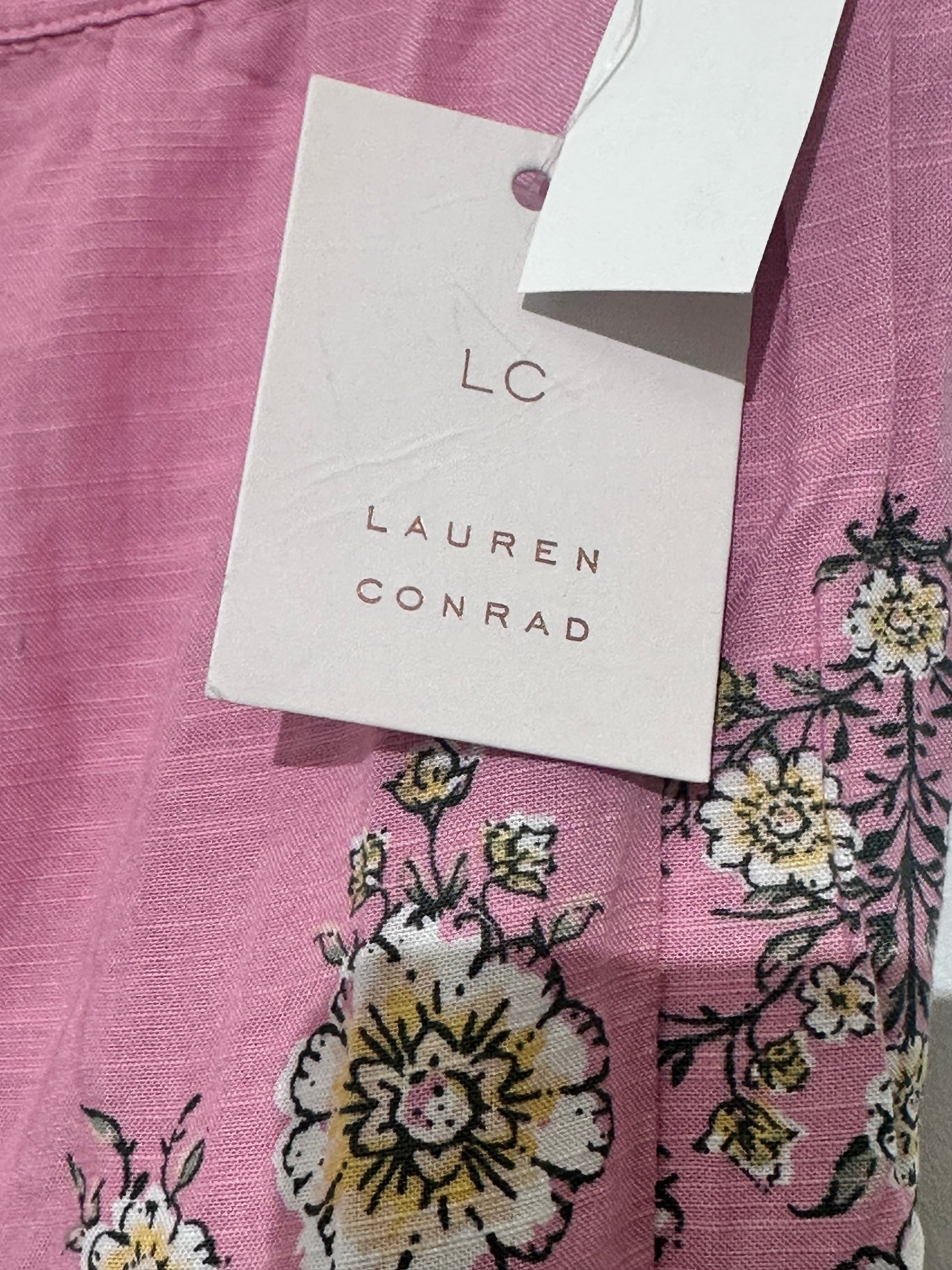 Lauren Conrad Pink Floral Tiered Midi Skirt Large