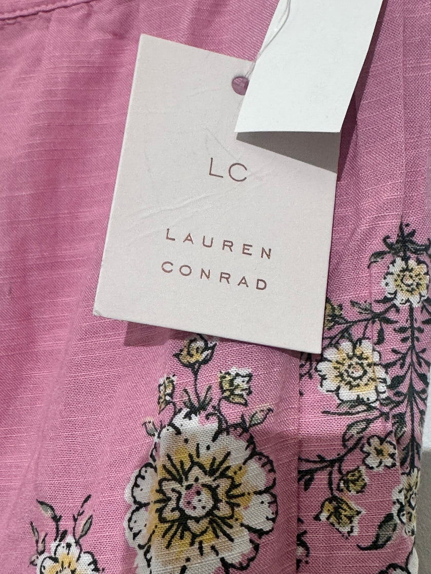 Lauren Conrad Pink Floral Tiered Midi Skirt Large