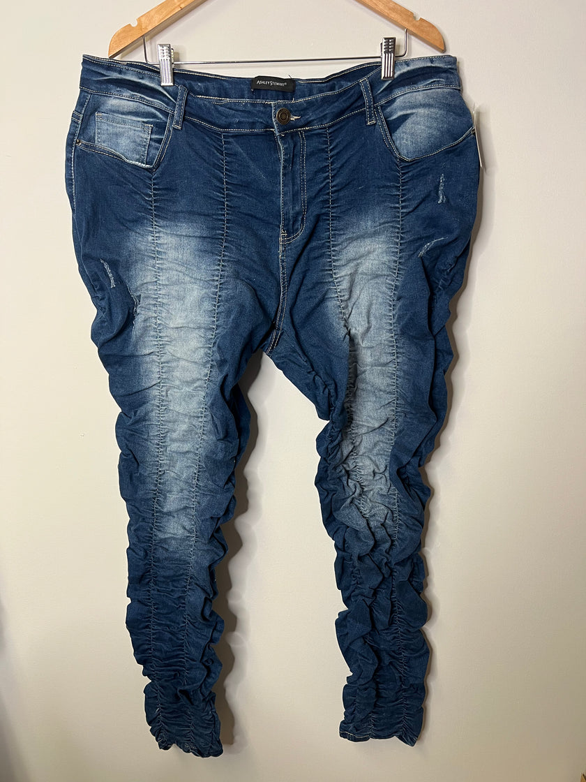 Ashley Stewart Dark Wash Ruched Stretch Denim Jeggings/Pants - Size 20