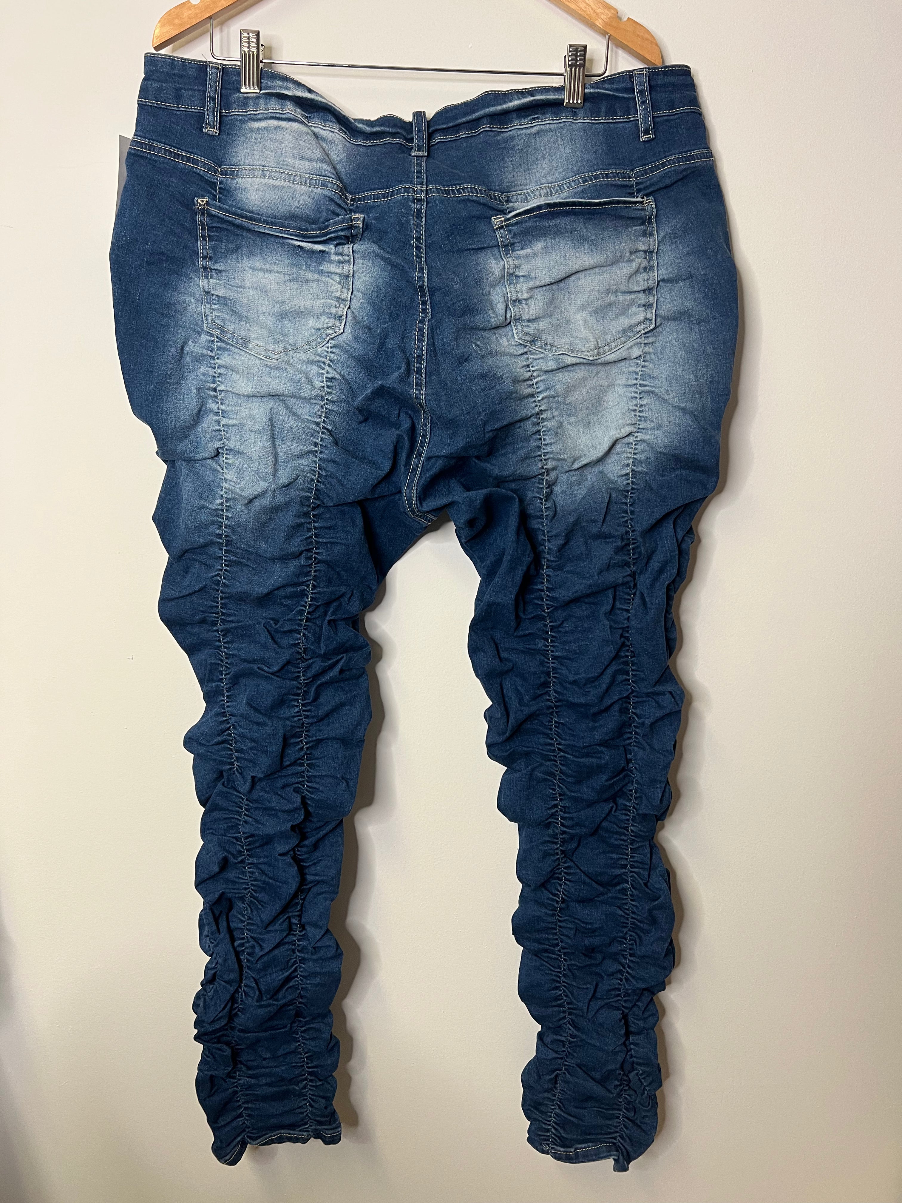 Ashley Stewart Dark Wash Ruched Stretch Denim Jeggings/Pants - Size 20