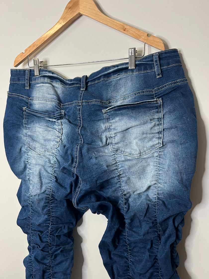 Ashley Stewart Dark Wash Ruched Stretch Denim Jeggings/Pants - Size 20