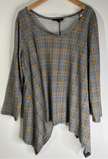 Lexington Avenue Black & Yellow Plaid Houndstooth Tunic Top - Size 2X