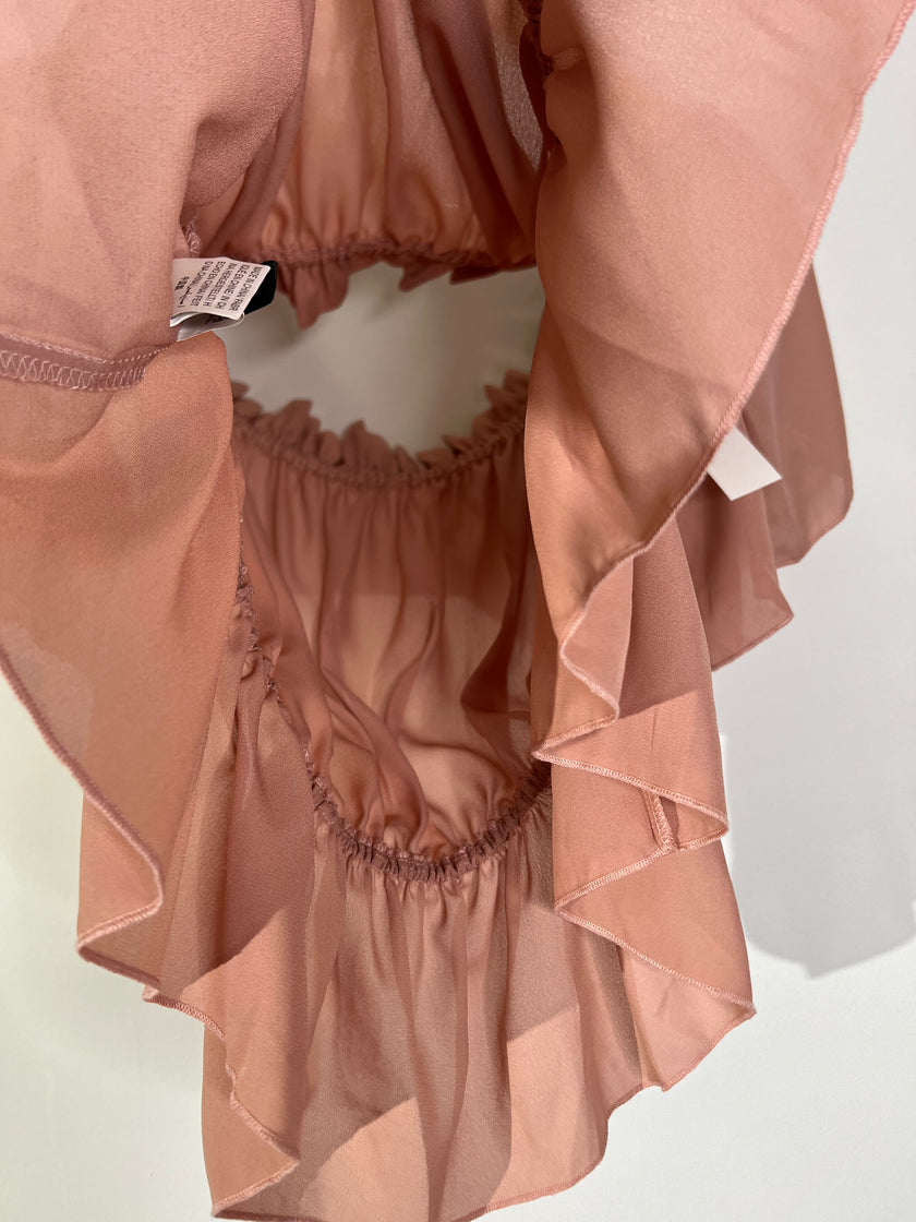SHEIN CURVE Dusty Pink Off-the-Shoulder Ruffle Peplum Blouse - Size 3XL