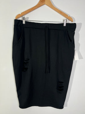 Fashion Nova Black Distressed Drawstring Pencil Skirt - Size 1X