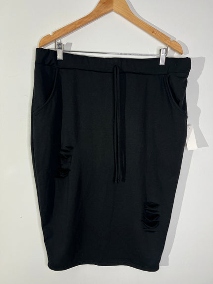 Fashion Nova Black Distressed Drawstring Pencil Skirt - Size 1X