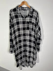 MISS LILI Black & White Plaid Flannel Button-Down Shirt Dress - Size 3XL