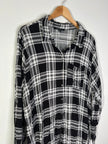 MISS LILI Black & White Plaid Flannel Button-Down Shirt Dress - Size 3XL