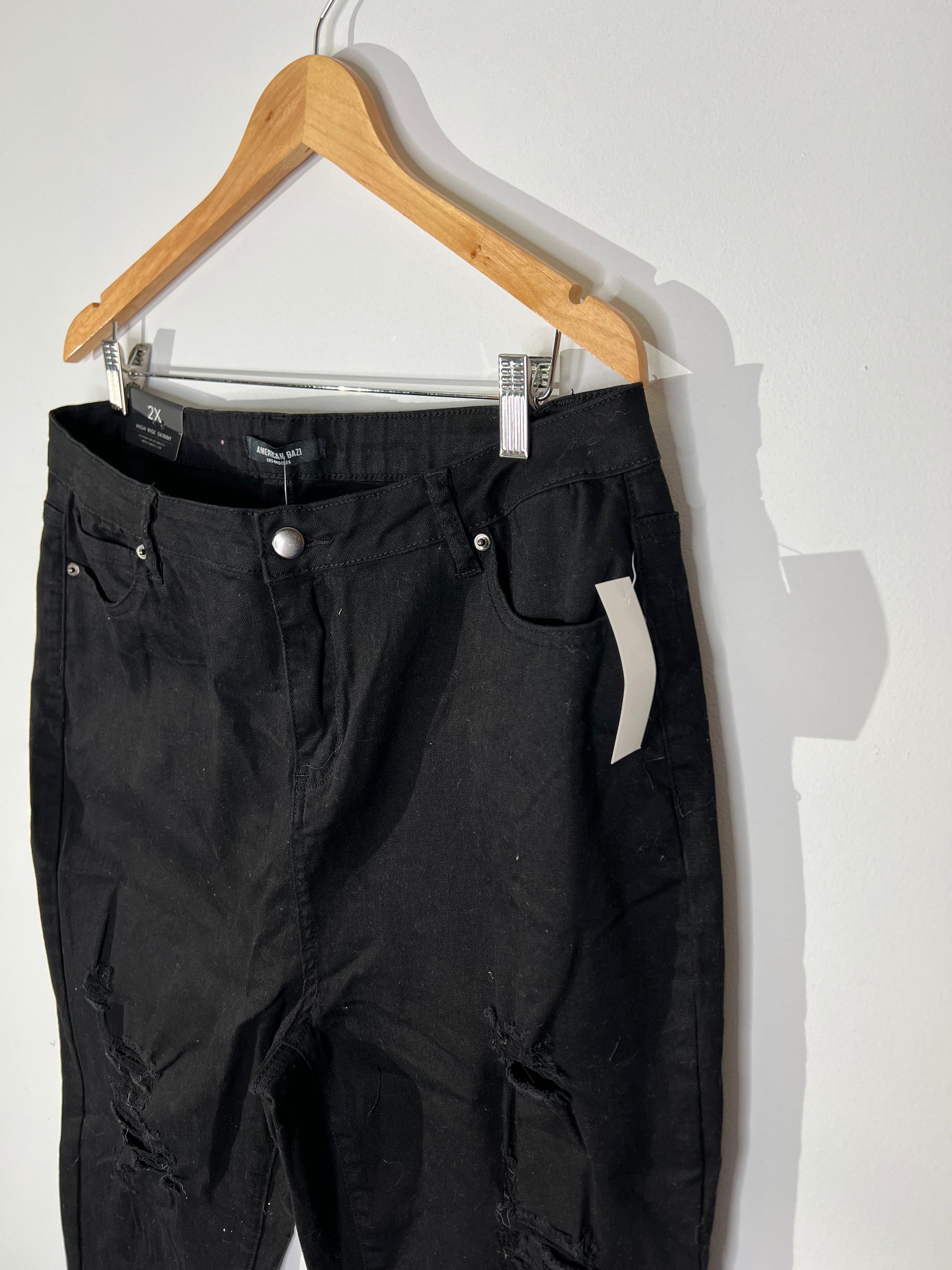 American Bazi Black High Rise Skinny Jeans 2XL