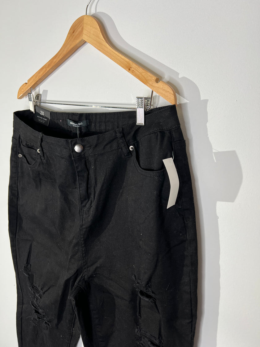 American Bazi Black High Rise Skinny Jeans 2XL