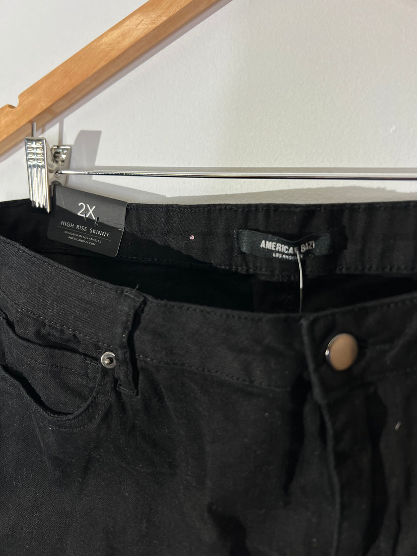 American Bazi Black High Rise Skinny Jeans 2XL