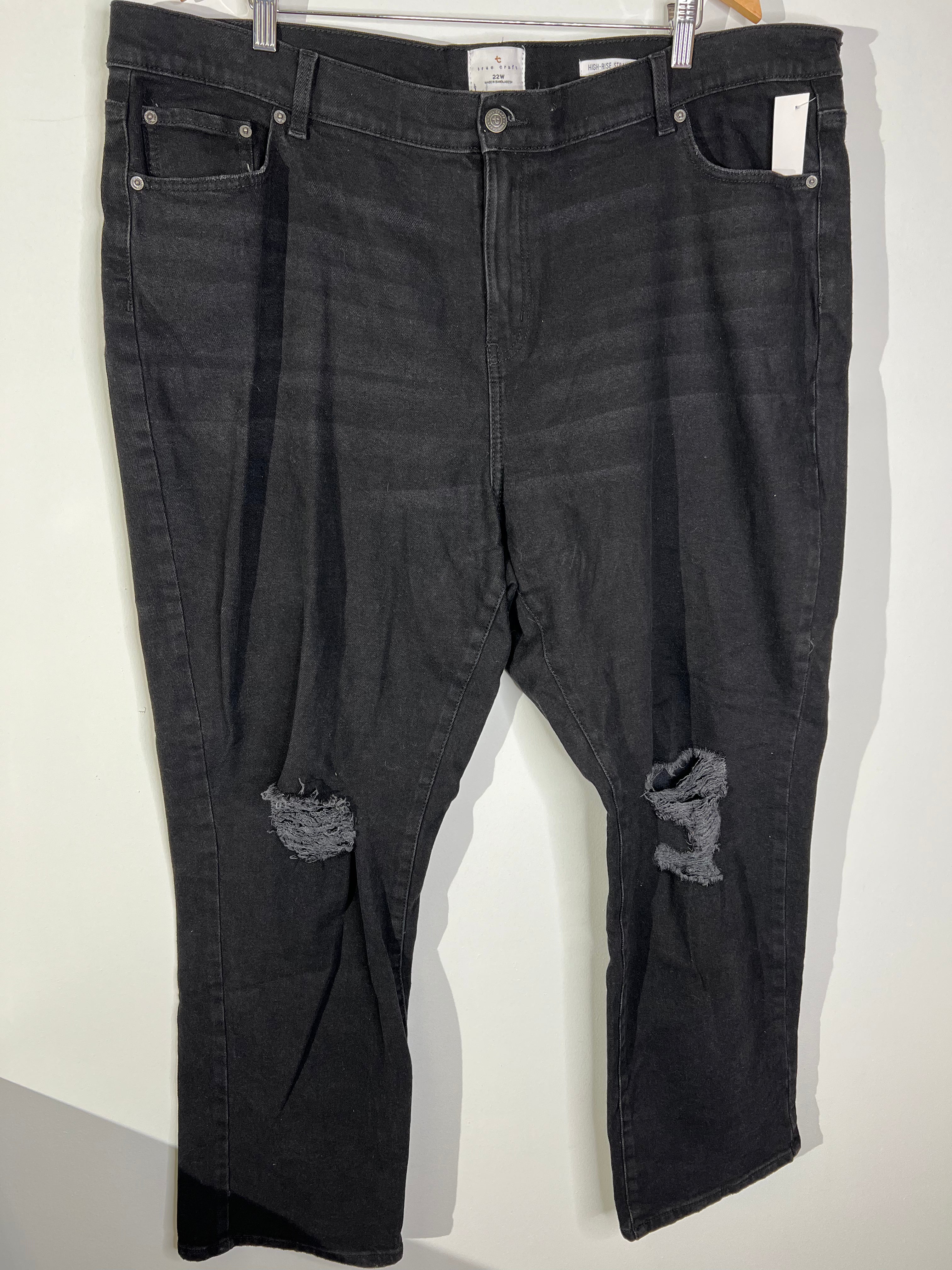 True Craft High Rise Straight Leg Black Jeans Size 22W