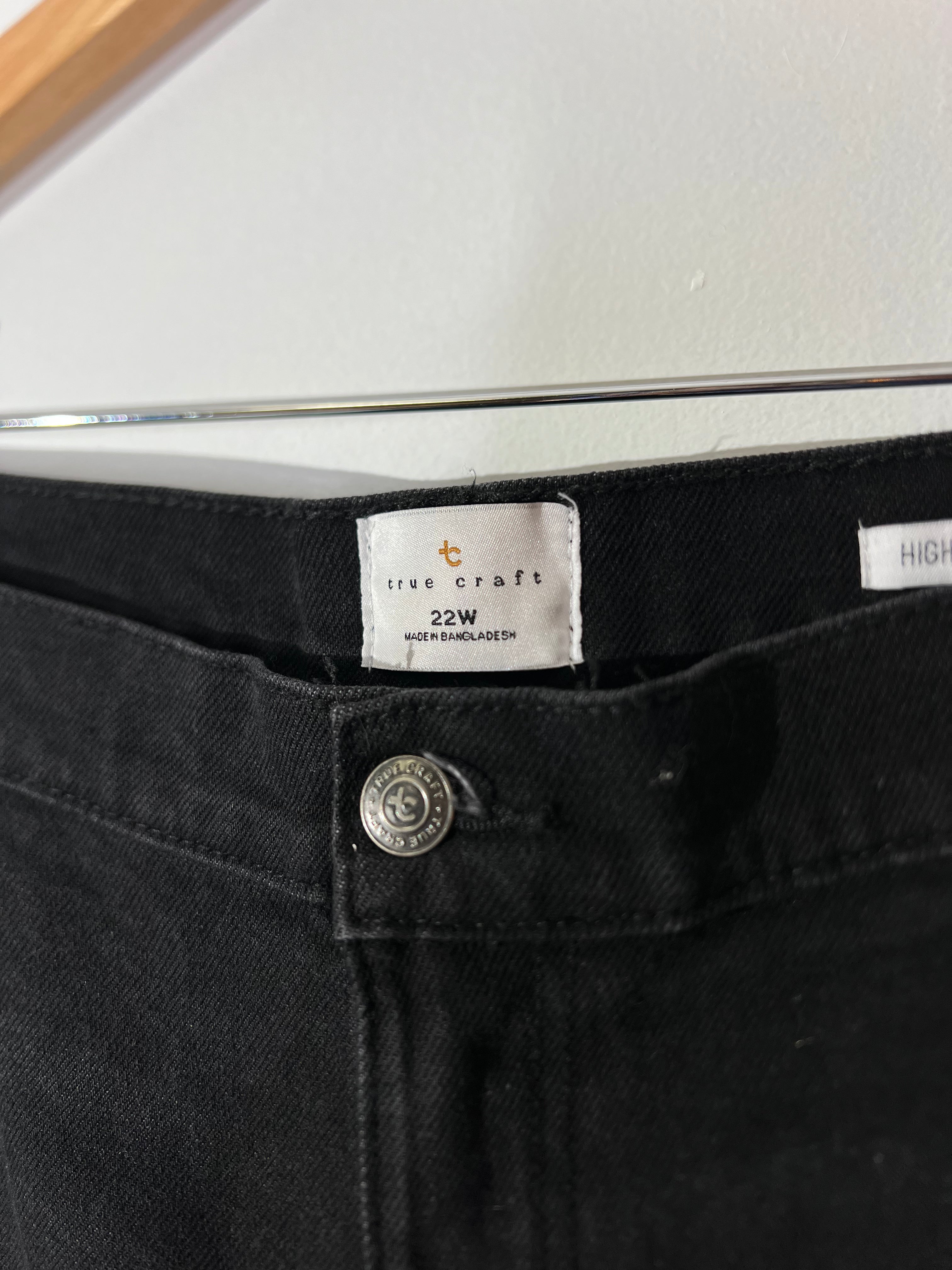 True Craft High Rise Straight Leg Black Jeans Size 22W