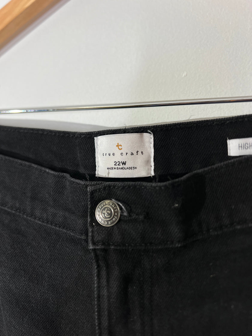 True Craft High Rise Straight Leg Black Jeans Size 22W