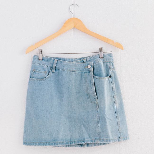 Asymmetrical Denim Mini Skirt