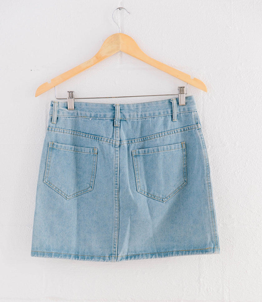 Asymmetrical Denim Mini Skirt