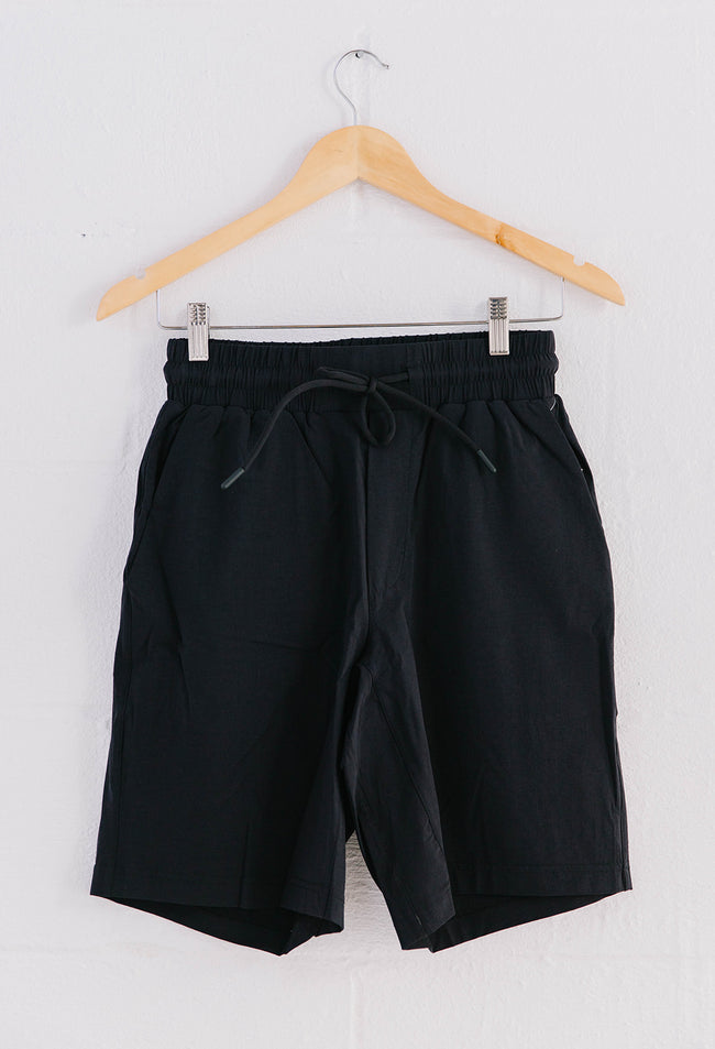 Drawstring Shorts with Pockets - Black