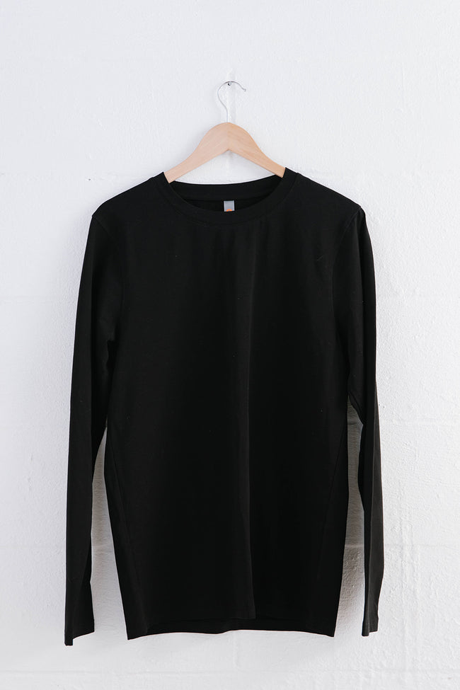 Pima Cotton Blend Long Sleeve- Black