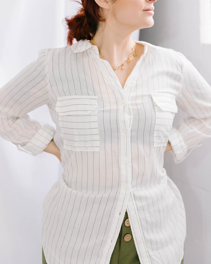 Ivory Pinstripe Lightweight Shirt