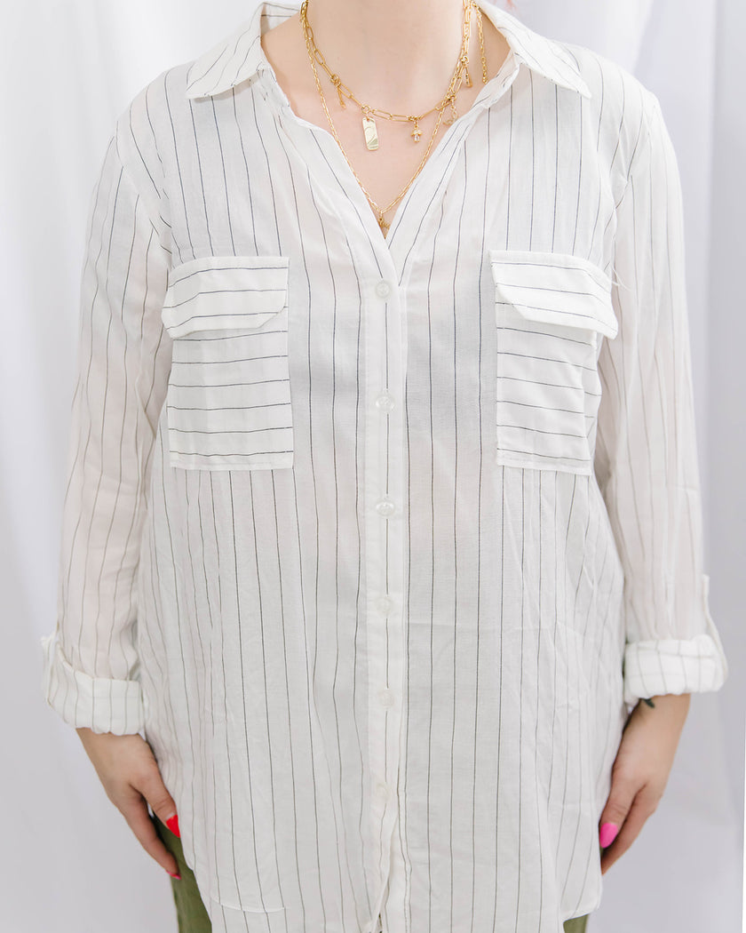 Ivory Pinstripe Lightweight Shirt