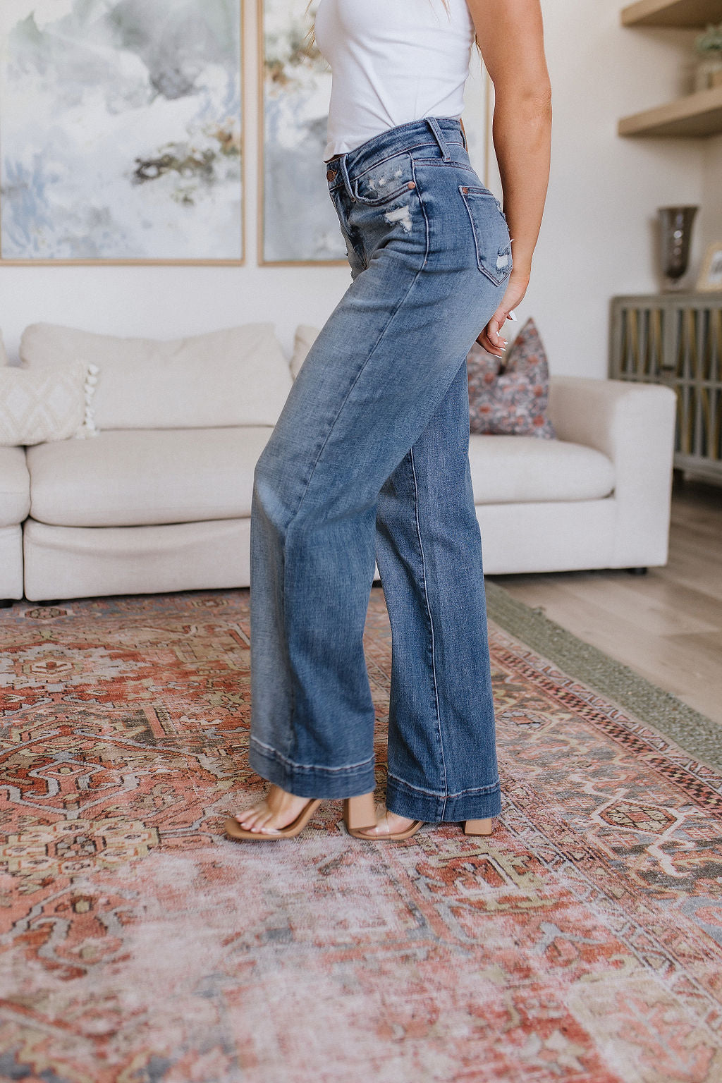 Judy Blue - Katrina High Waist Distressed Denim Trousers