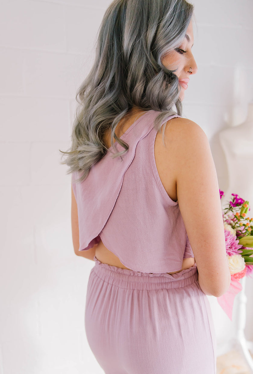 D-Linen Blended Top and Pants Set