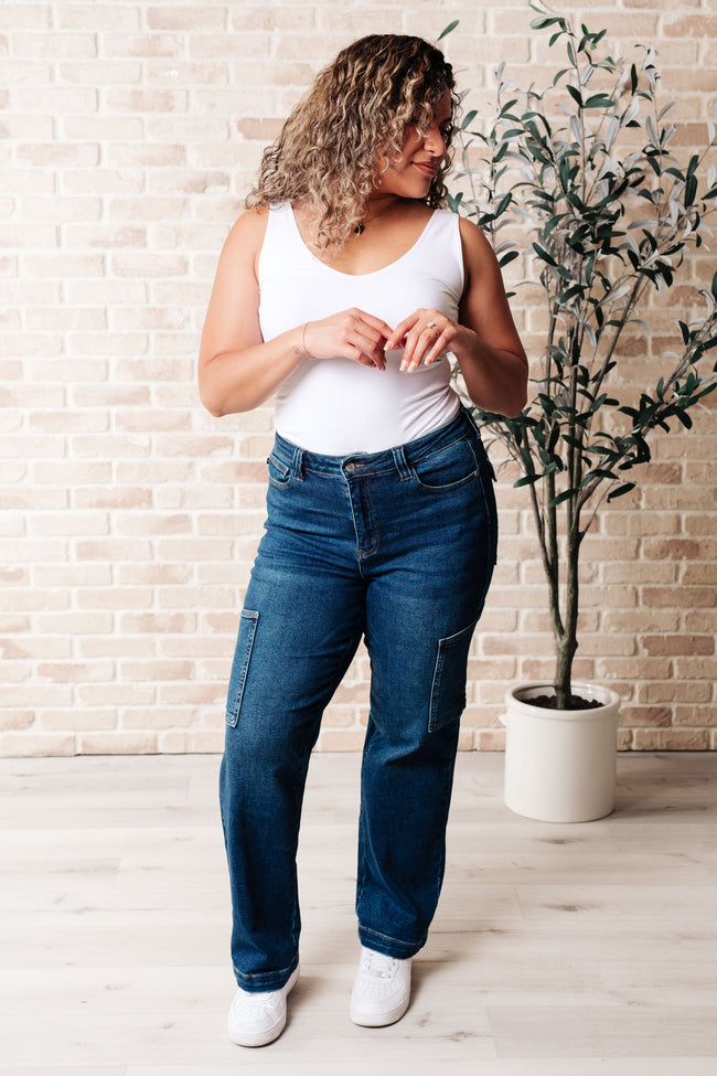 Judy Blue Leila High Rise Cargo Straight Jeans