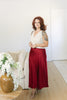 High Waisted Merlot Bias Midi Skirt