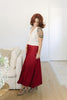 High Waisted Merlot Bias Midi Skirt