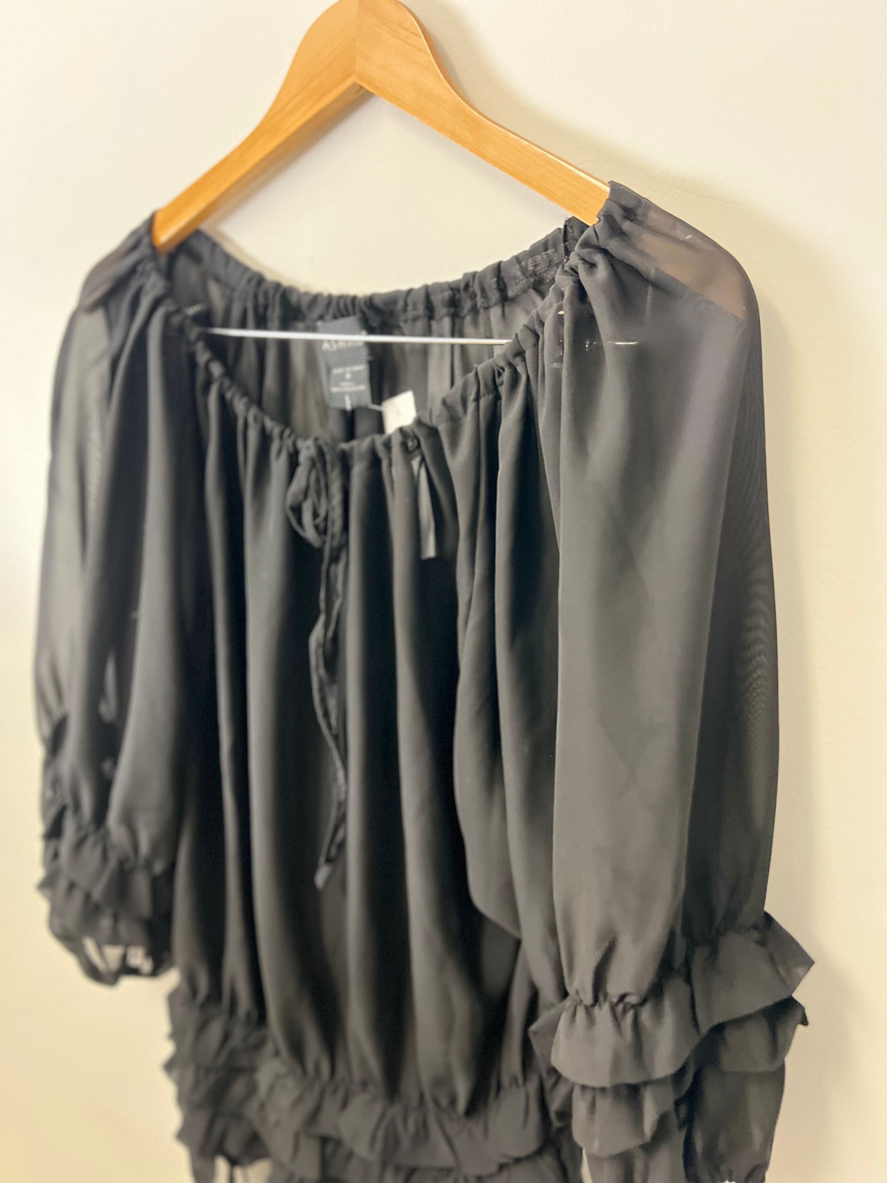 Ashro black ruffle long sleeve size 8