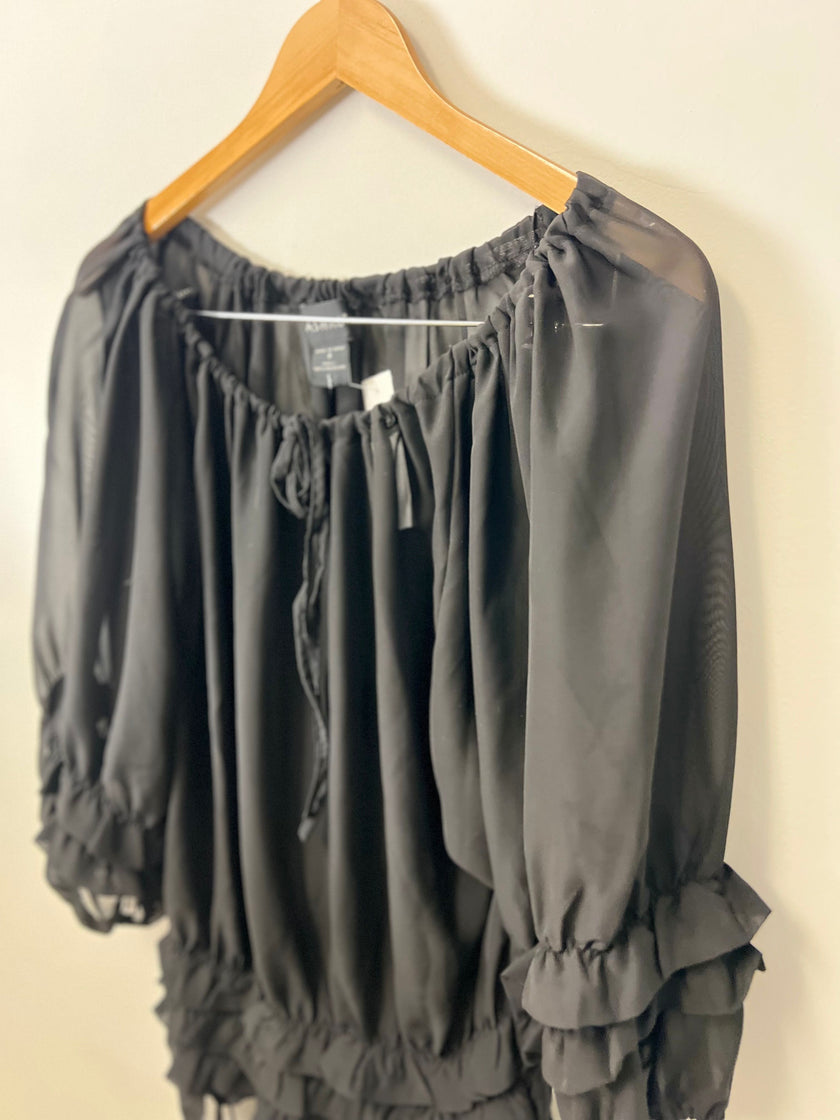Ashro black ruffle long sleeve size 8
