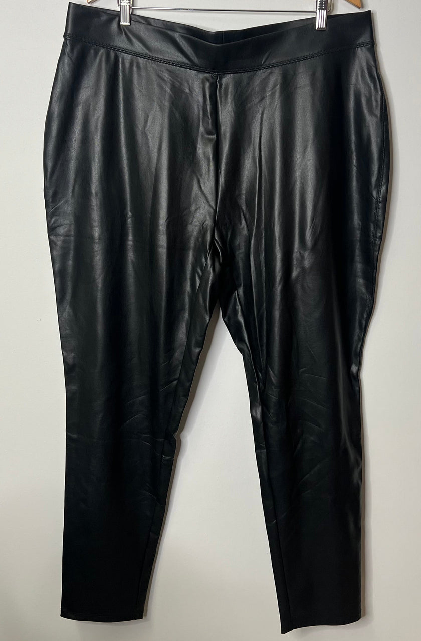 Ashley Stewart Black Faux Leather Pull-On Leggings - Size 22/24