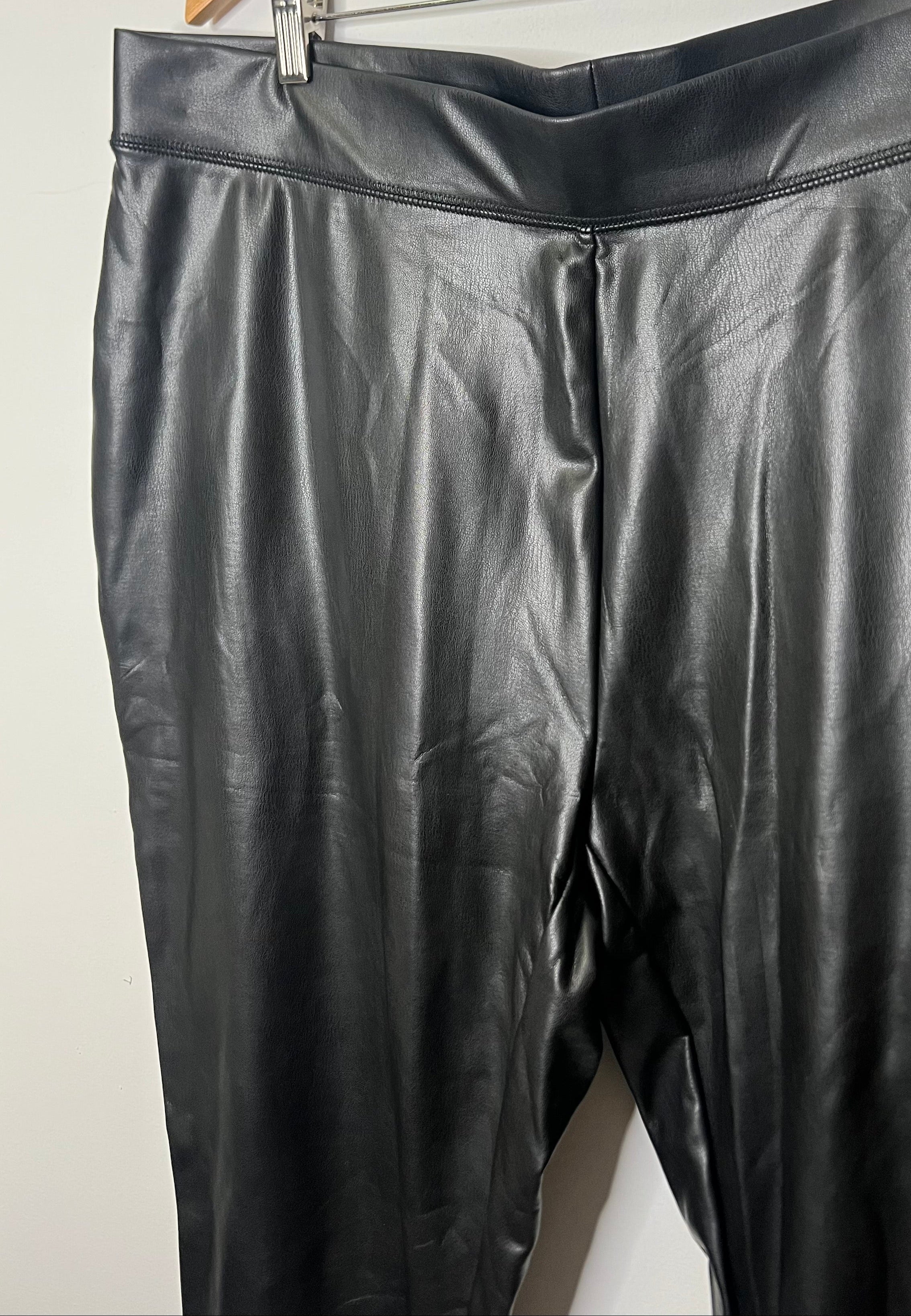 Ashley Stewart Black Faux Leather Pull-On Leggings - Size 22/24