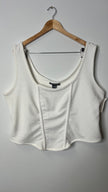 Ashley Stewart White Ribbed Knit Corset Style Cropped Tank Top - Size 22/24