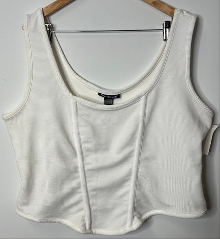Ashley Stewart White Ribbed Knit Corset Style Cropped Tank Top - Size 22/24