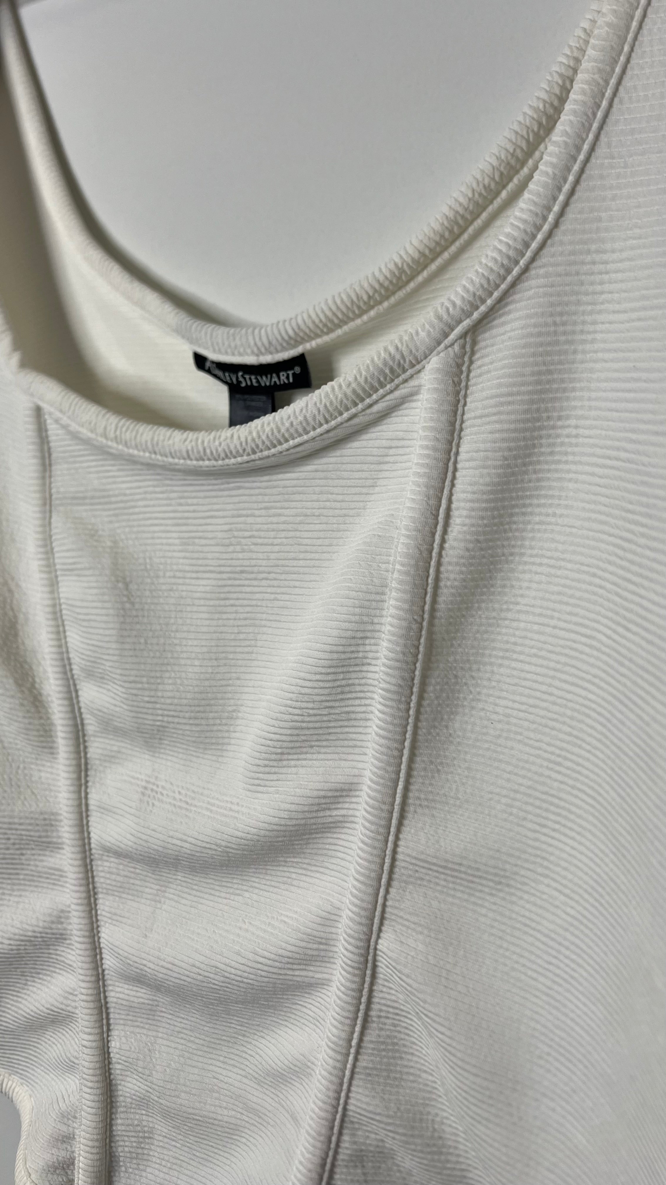 Ashley Stewart White Ribbed Knit Corset Style Cropped Tank Top - Size 22/24