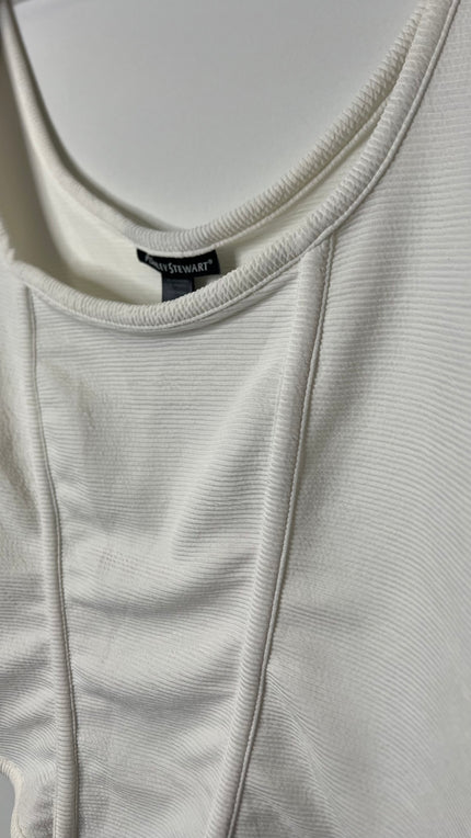 Ashley Stewart White Ribbed Knit Corset Style Cropped Tank Top - Size 22/24