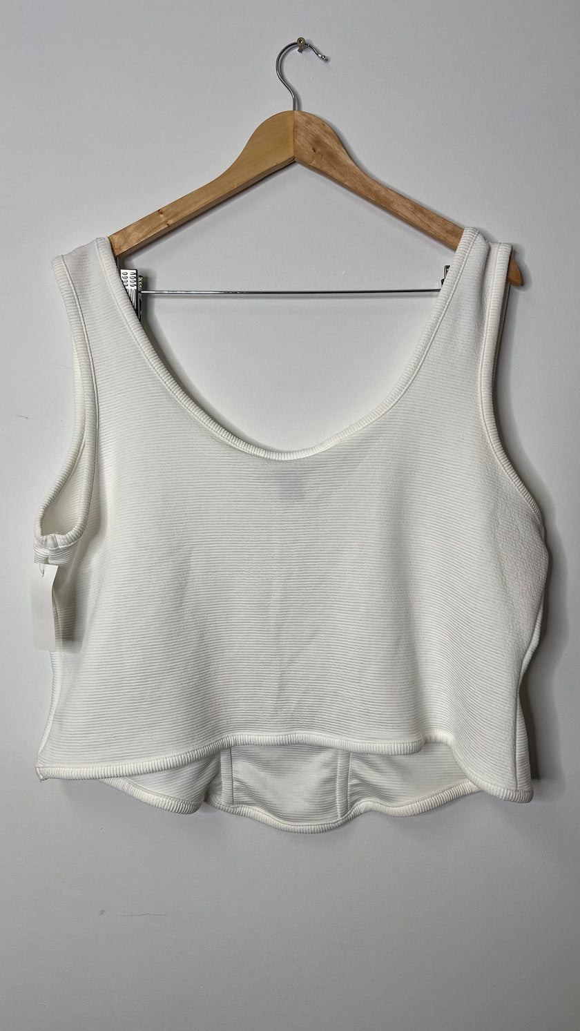 Ashley Stewart White Ribbed Knit Corset Style Cropped Tank Top - Size 22/24