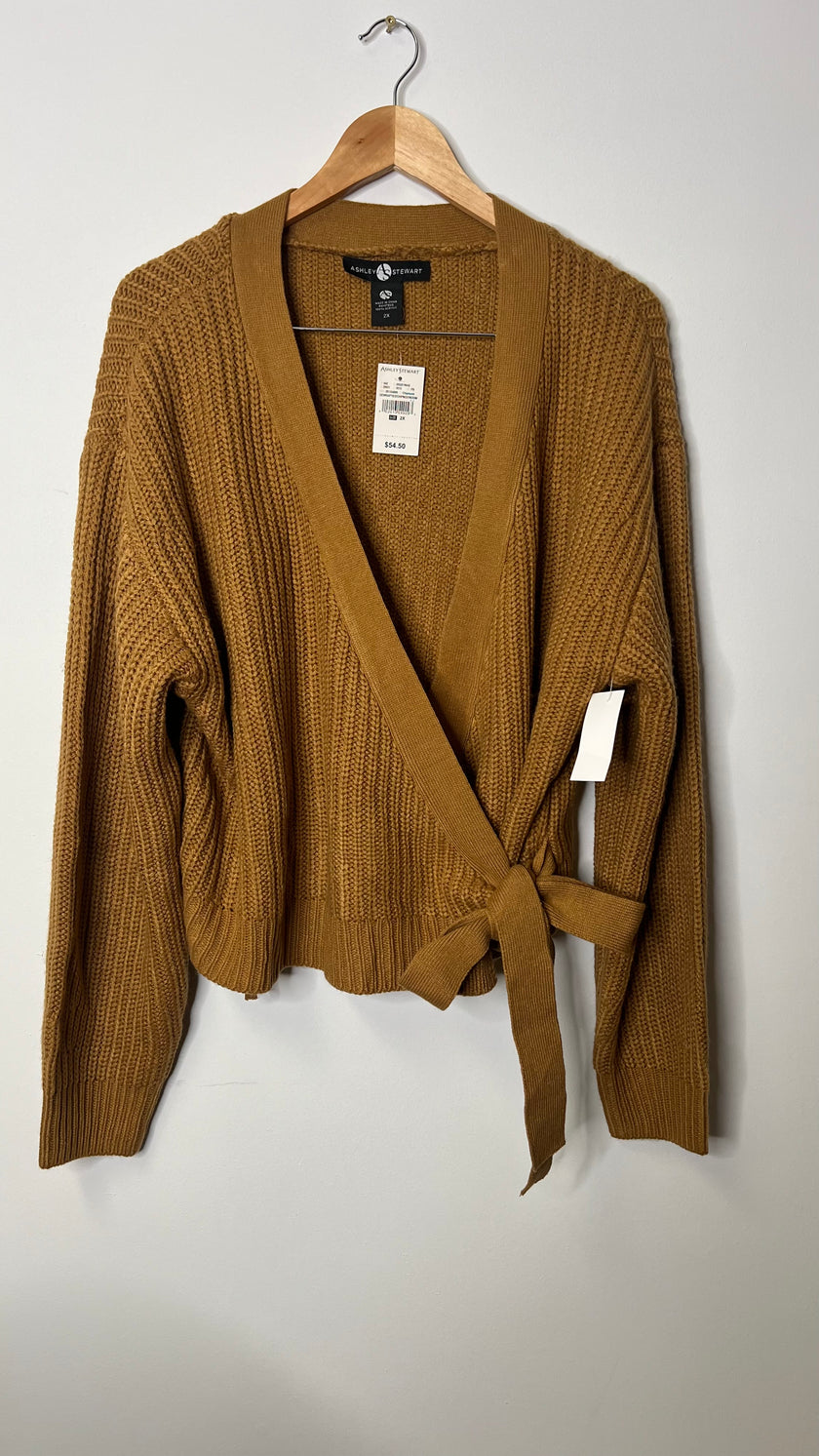 Ashley Stewart Chipmunk Brown Ribbed Knit Cropped Sweater - Size 2XL