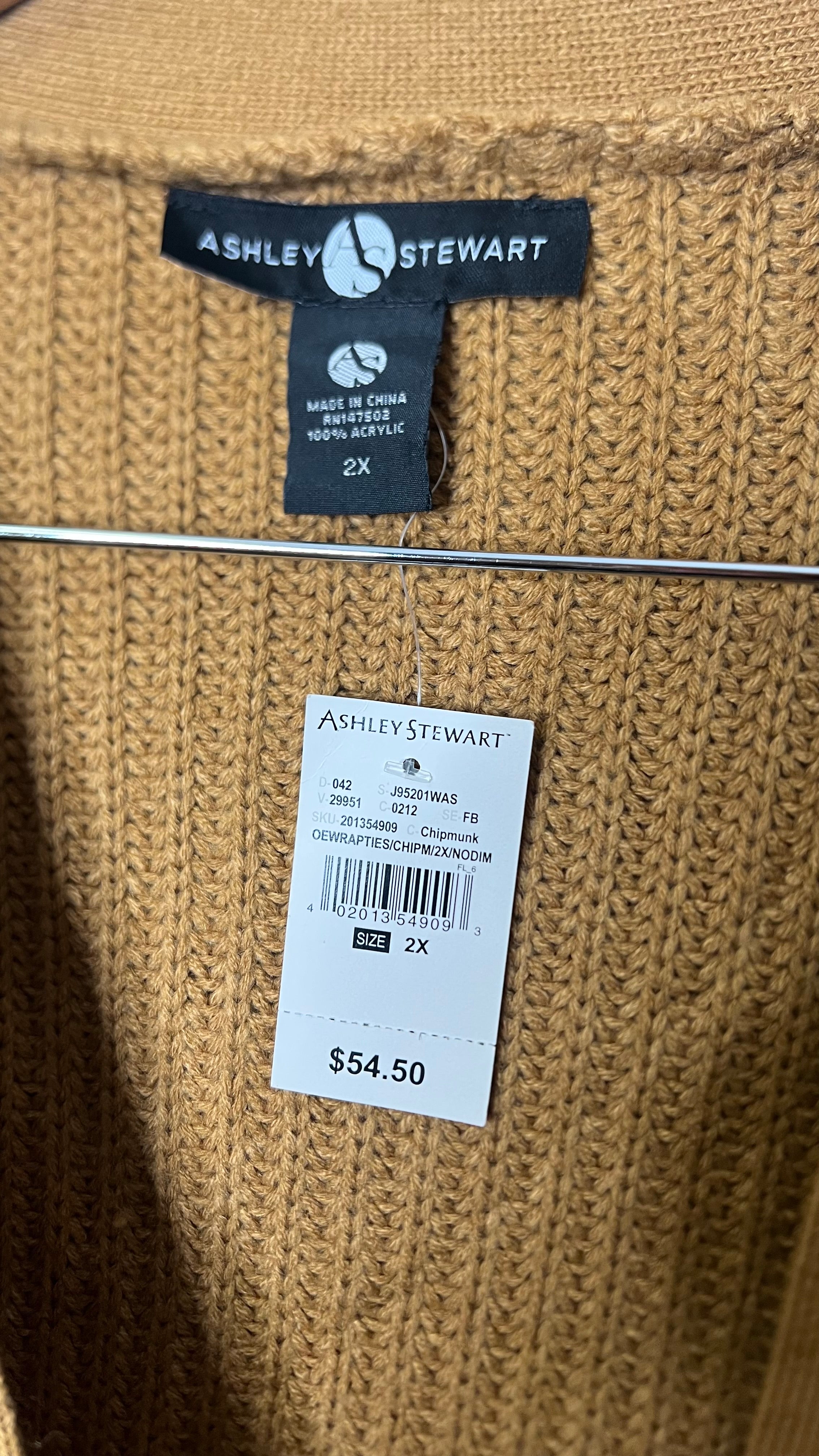 Ashley Stewart Chipmunk Brown Ribbed Knit Cropped Sweater - Size 2XL