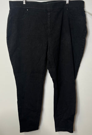 Terra & Sky Women's Black Pull-On Ankle Jeans/Pants - Size 2X (20W-22W)