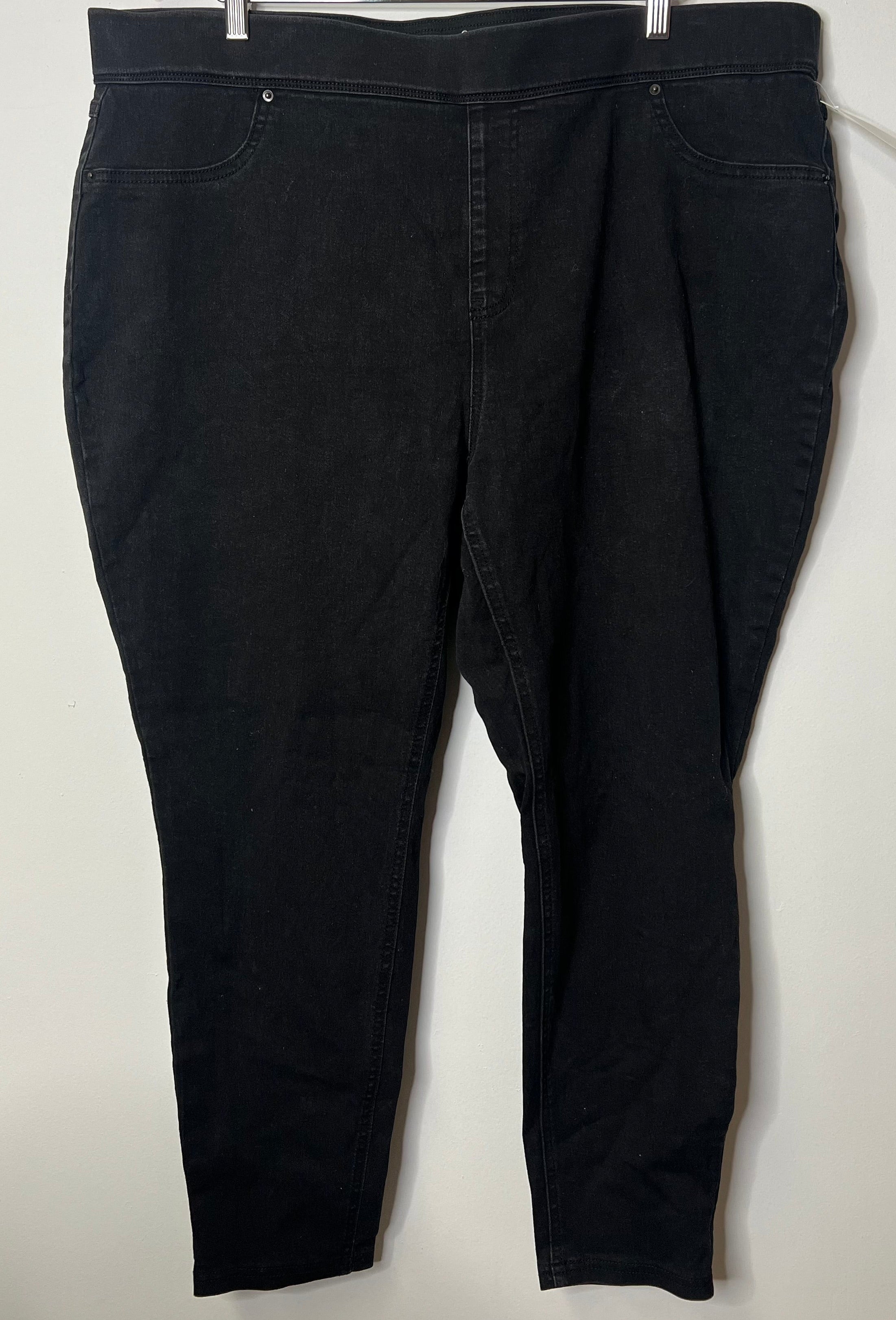 Terra & Sky Women's Black Pull-On Ankle Jeans/Pants - Size 2X (20W-22W)