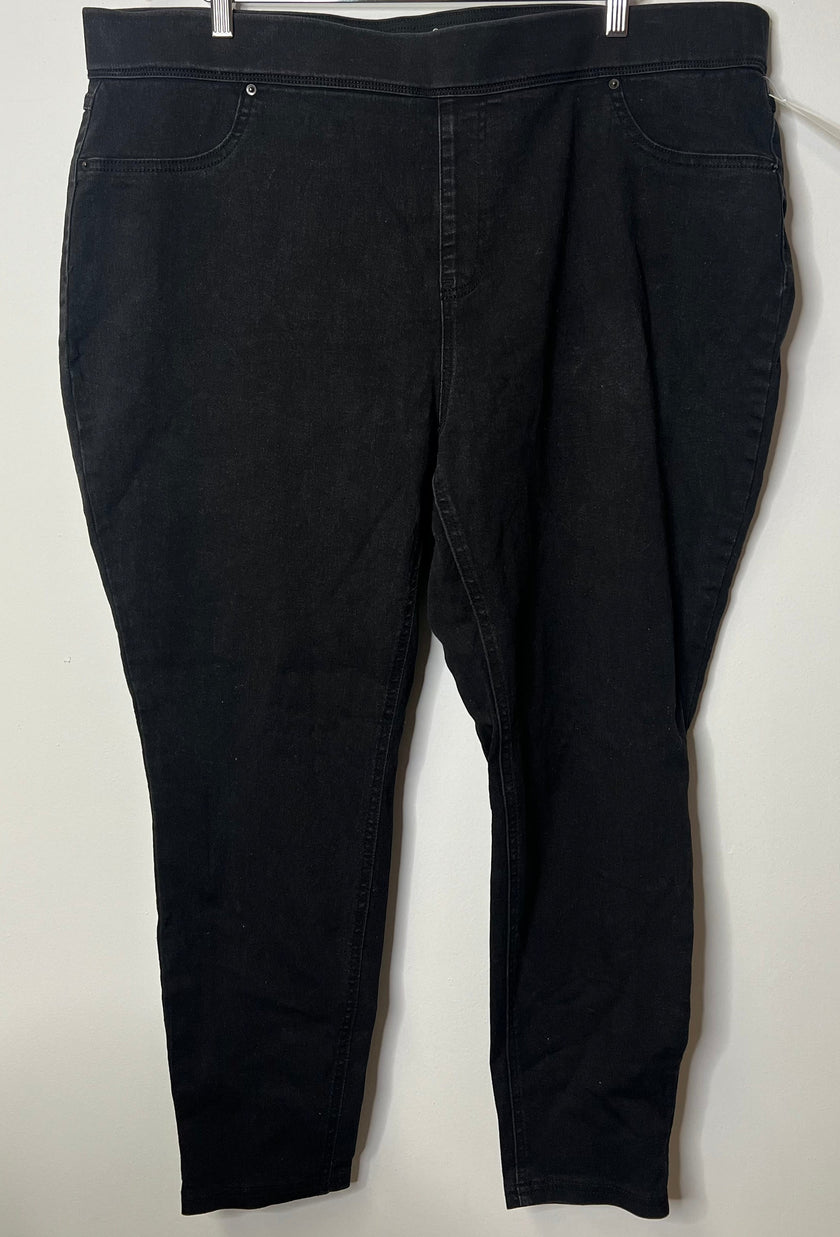 Terra & Sky Women's Black Pull-On Ankle Jeans/Pants - Size 2X (20W-22W)