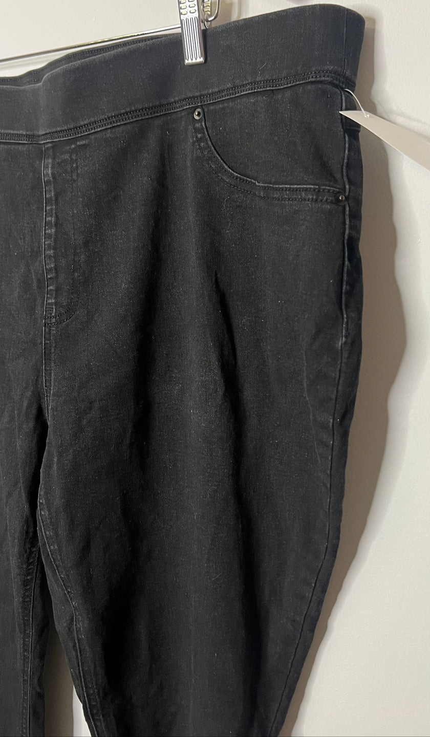 Terra & Sky Women's Black Pull-On Ankle Jeans/Pants - Size 2X (20W-22W)