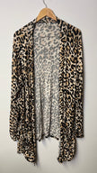Cato Animal Leopard Print Open Front Draped Cardigan/Kimono - Size 18/20W