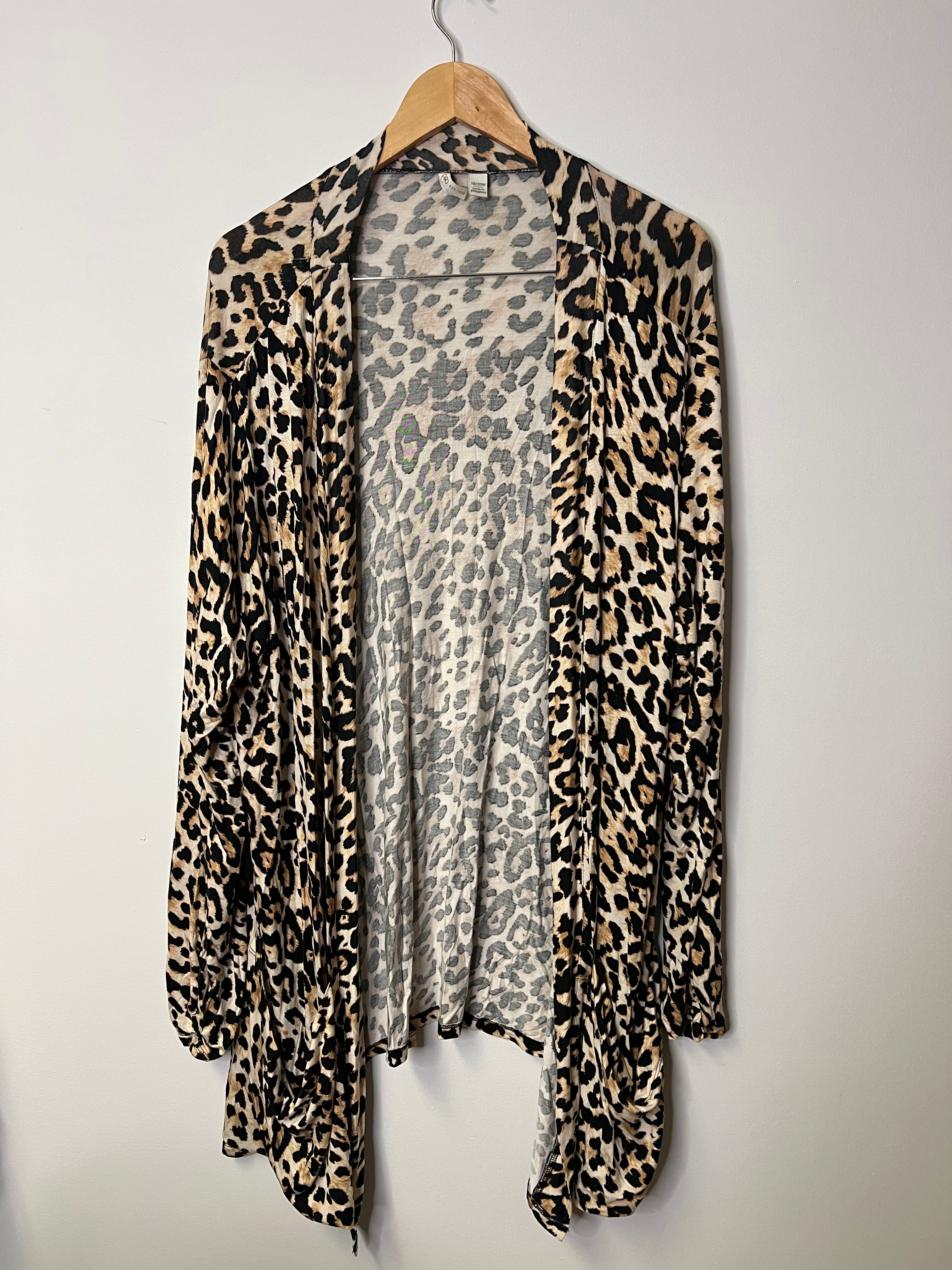 Cato Animal Leopard Print Open Front Draped Cardigan/Kimono - Size 18/20W