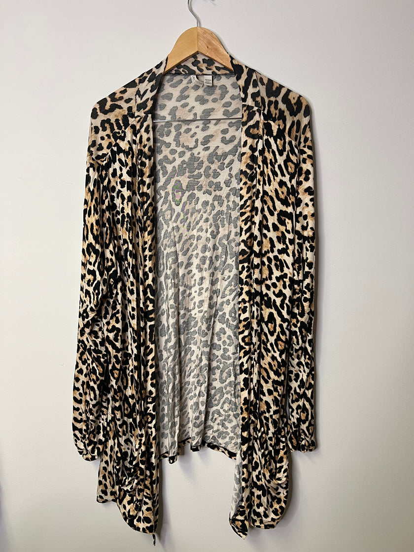 Cato Animal Leopard Print Open Front Draped Cardigan/Kimono - Size 18/20W